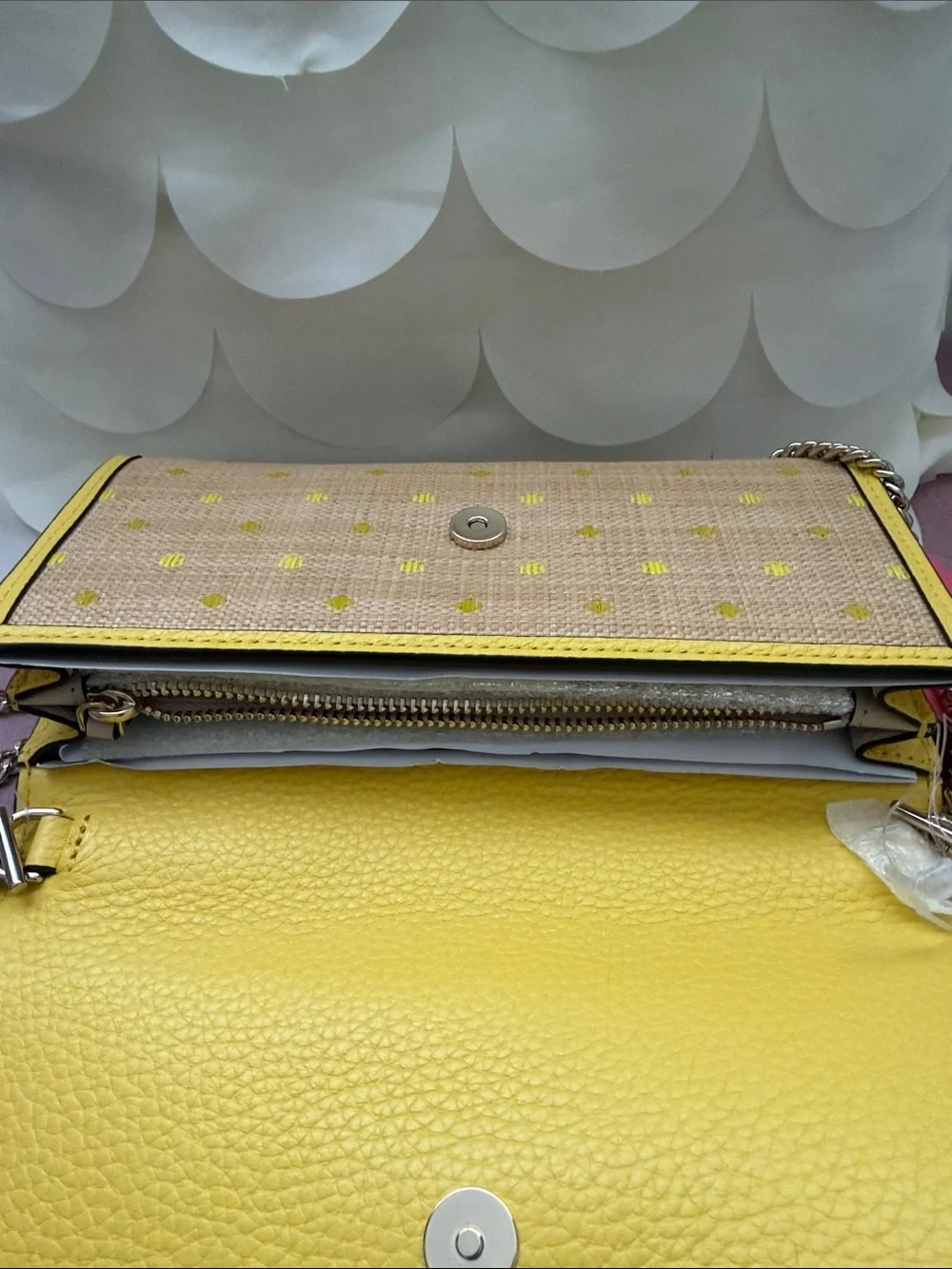 kate spade Beige Crossbody with Yellow Trim and Polka Dot Detail